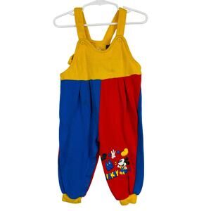 Vintage Baby Mickey & Co Colorblock Overalls Boys Mickey Mouse - 18M 12-18